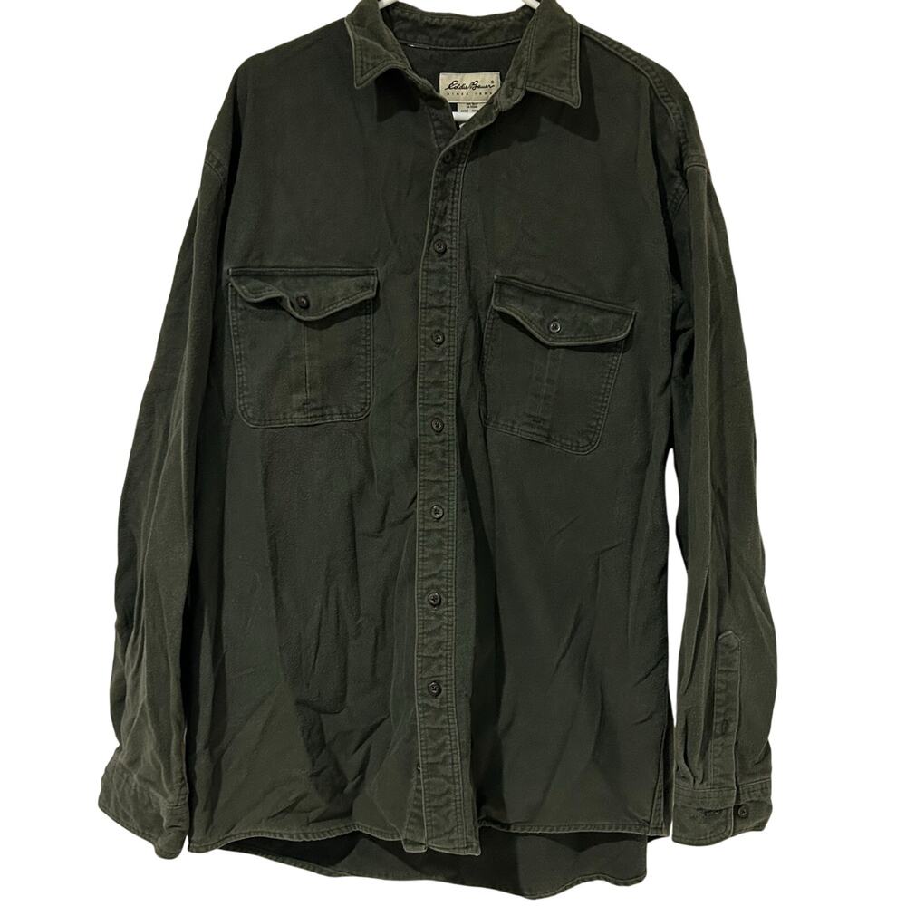 Vintage Eddie Bauer Green flannel button up shirt classic XL